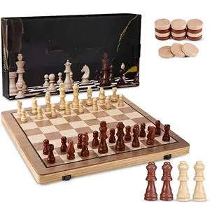 Магнитные деревянные шахматы 2 в 1 ручной работы, складные дорожные шахматы, наборы для детей и взрослых