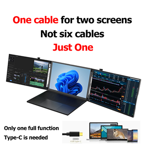 14.1インチポータブルダブルモニター2 IPSスクリーンデュアルポータブルモニターゲーミングトリプルポータブルモニター (ラップトップ用) - Product Image 2