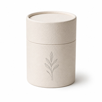 Boîte cylindrique en papier ivoire avec logo personnalisé, impression botanique texturée, emballage rigide rond pour thé, bougie, cosmétique, cadeau