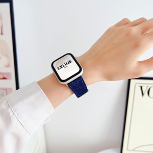Iwatch श्रृंखला के लिए फैशन डेनिम कैनवास घड़ी बैंड 7/6/5/4/3/2/1 कैनवास स्मार्ट घड़ी स्ट्रैप 38 40 41 42 45 49 मिमी - Product Image 4