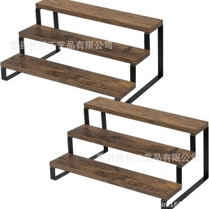Wooden Display Rack 3 Tier Standing Office Organizer Rectangle Multipurpose <b>Desktop</b> Storage <b>Shelf</b> - Product Image 5