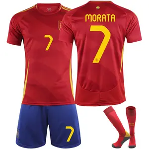 Camisa espanhola Euro 2024 No. 9, No. 26, No. 7, No. 16 fabricantes de roupas de futebol personalização por atacado