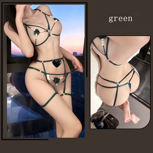 Tanga sexy con perlas, lencería sexy estilo tres piezas, sin tentaciones, abstinencia, conjunto de puro deseo. - Product Image 4