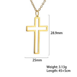 Collana a croce cava all'ingrosso per uomo ragazzo in acciaio inossidabile collane a catena Hip-Hop religioso classico Christian gioielli maschili - Product Image 2