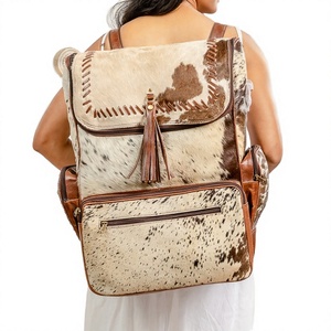 Mochila de Moda Vintage de Lona y Cuero Genuino Hecha a Mano para Mujer, Antirrobo, Impermeable, para Uso Diario en Primavera y Verano, con Cierre de Cremallera - Product Image 4
