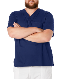 Camiseta Médica de Alta Calidad para Hombre, Cuello en V, Color Azul Marino |   Bordado e Impresión de Logotipos Personalizados al por Mayor - Product Image 1