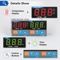 Intelligent Digital Temperature Controller Timer 4 Working Modes Degree C/F Switchable IP65 Rated 2-Year Warranty Heat Press