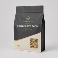 Sac pour aliments pour animaux de compagnie lyophilisés à fond plat, imprimé sur mesure, avec fermeture éclair, pour aliments pour chiens, aliments pour chats et emballage de marque privée