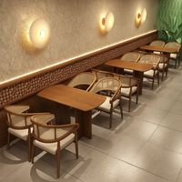 Fauteuil en bois de chêne massif avec dossier au design nordique en rotin véritable Chaises de salle à manger en canne française pour restaurant café