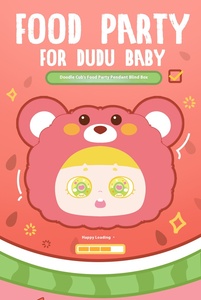 Cute Dudu Cub Food Party PVC Anime figura de moda caja ciega juguete figurita mochila bolsa colgante Frozen decoración al por mayor - Product Image 5