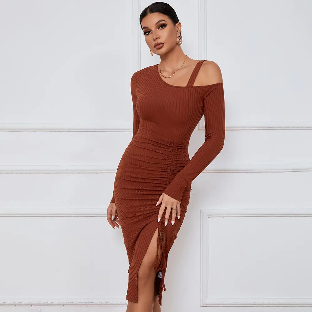 New Style Popular Long Sleeve Sexy Midi Dress Women