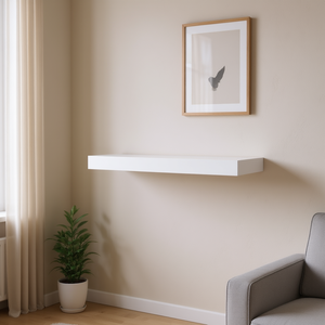 Étagère murale flottante en MDF blanc 19,7x9,1x1,5 pouces, étagère de présentation pour la décoration de la maison, design minimaliste, un seul niveau - Product Image 2