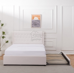 Elegante moderno popolare bottoni trapuntati in lino velluto testiera in legno <span class=keywords><strong>letto</strong></span> <span class=keywords><strong>a</strong></span> strascico matrimoniale matrimoniale con gambe in plastica - Product Image 2