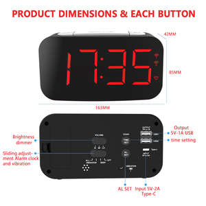 Reloj Despertador <span class=keywords><strong>Digital</strong></span> Zeit Halter Zh027APro Barato al por Mayor, Luz Nocturna, Números Grandes, 2 Puertos USB de Carga, Garantía de 12 Meses, Reloj de Escritorio - Product Image 4