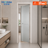Puerta Interior de Baño de Aluminio con Marco Delgado de Alta Gama, Acabado en Vidrio, para Uso en Hoteles, Villas y Escuelas - Diseño Moderno y Minimalista