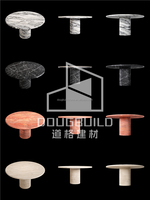 Dougbuild Mobilier d'extérieur moderne design personnalisé en pierre travertin blanc Table à manger ronde cannelée Mobilier d'extérieur en marbre naturel