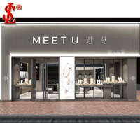 Vitrine de présentation de bijoux de luxe, écologique et personnalisable, en verre blanc laiteux, comptoir îlot avec éclairage LED, mobilier de magasin de détail