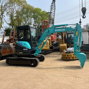 Mini-excavatrice sur chenilles d'occasion Kobelco SK35, très demandée, stock d'origine Japon, prix bas, Shanghai, avec godet de 3m, boîte de vitesses, moteur et pompe - Product Image 1