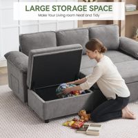 Modulares Ecksofa mit 5 Sitzplätzen und Ausziehbett L-Form Schlafsofa mit Stauraum Chenille-Couches für Zuhause