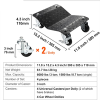 AMBITION Car Wheel Porter Moves Dolly Wheel Dolly pour voiture 3000 Lbs 1360 KG Dolly Car Tire Stake