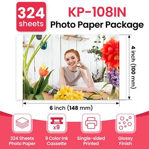 Compatible avec la cassette d'encre 9 couleurs <span class=keywords><strong>Canon</strong></span> KP-108IN et le papier brillant 4 x 6 pouces (324 feuilles) pour <span class=keywords><strong>CANON</strong></span> <span class=keywords><strong>SELPHY</strong></span> CP1500 CP1300 - Product Image 2