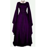 Robe de soirée Halloween vintage pour femmes avec manches longues, col rond et ceinture, tenue de ballet de performance irrégulière
