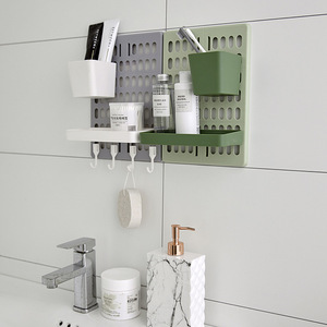 Pegboard Wall Shelf Rectangle Punch Free Wall Mounted Office Organizer Storage <b>Hooks</b> For Home Dorm Kitchen <b>Bathroom</b> - Product Image 3