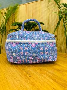 Bolsa de Maquillaje Acolchada de Algodón Hecha a Mano, con Cierre, Diseño Floral, Ecológica y Duradera, para Viaje - Product Image 6