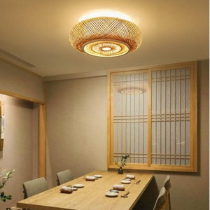 Bamboo Woven Ceiling <b>Light</b> <b>Led</b> Single Head Surface Mounted <b>For</b> Living <b>Room</b> Bedroom Zen Style - Product Image 2