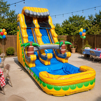 Toboggan aquatique gonflable commercial tropical en PVC robuste pour enfants, idéal pour la location