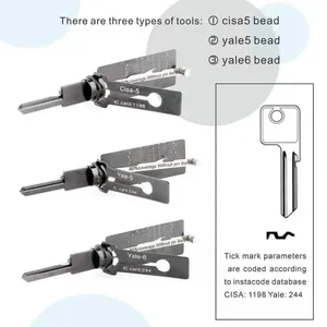 Lishi กุญแจ2in1 Yale5สีดำ Yale5b Yale6b Yale6 Cisa เครื่องมือล็อคประตูบ้านล็อคพลเรือนหยิบกุญแจมืออาชีพ - Product Image 3