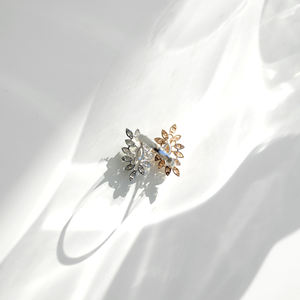 แหวนเกล็ดหิมะ ทอง 14K เพชร เครื่องประดับขายส่ง ผู้ผลิตเครื่องประดับชั้นดี แหวนดีไซน์เกล็ดหิมะแบบกำหนดเอง ผู้ผลิต OEM ODM - Product Image 3