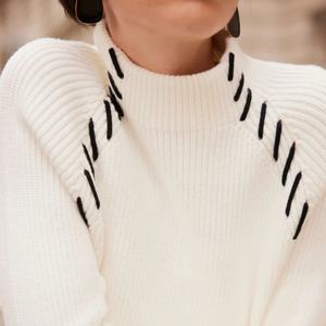 เดรสสปริงใหม่สุดหรูสำหรับสุภาพสตรี เดรสลำลองเรียบง่าย สีพื้น แขนยาว ทรงเข้ารูป ความยาวปานกลาง ผ้าถัก - Product Image 2