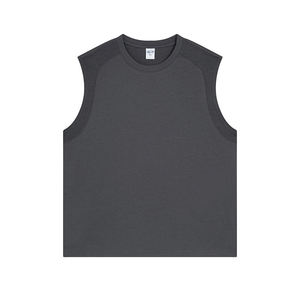 Camiseta sin mangas de punto de algodón y poliéster de secado rápido para hombres con logotipo personalizado, camisetas sin mangas de diseño suelto de verano, chaleco deportivo - Product Image 5