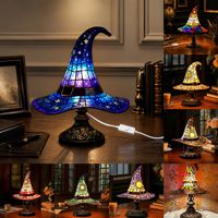 Nouvelle Arrivée Transfrontalière : Lampe Décorative en Résine Chapeau de Sorcière d'Halloween avec Prise USB, Style Américain, Origine Chine