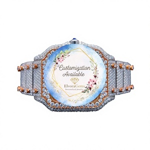 Montre connectée ElvoraGems pour femme, ronde, tendance, bracelet en acier inoxydable avec pierres précieuses, personnalisation disponible, 42 mm - Product Image 1
