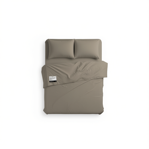 Drap de lit 100% coton taupe taille simple allemande - Product Image 3