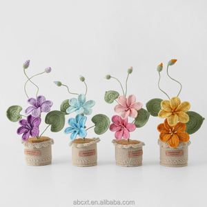 Handmade Finished Hand-knit Crochet Tung <b>Tree</b> Flower Pot Plant for Valentine's Day Graduation Father's Day Halloween - Product Image 1