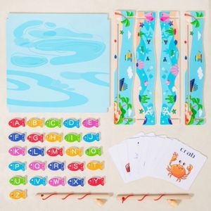 Jeu de cartes éducatives d'apprentissage des mots, jeu de pêche magnétique en bois pour les tout-petits - Product Image 5