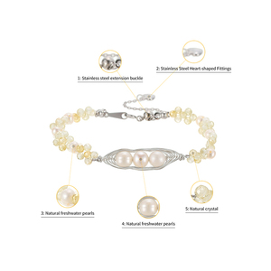 Bracelet à breloques en perles d'eau douce plaqué or 14 carats, cristal naturel, style bohème élégant, réglable pour l'été, vente en gros, personnalisable - Product Image 2