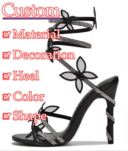 Sandalias de Fiesta 2025 Personalizadas de Lujo con Tacones Dorados, Negros, Blancos, Rojos y Plateados, con Cristales y Mariposas, de Fabricantes Económicos - Product Image 2