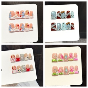 Uñas Postizas Hechas a Mano con Pedrería 3D Brillante, Cobertura Completa, Punta Francesa, Uñas a Presión Tipo Pico <span class=keywords><strong>de</strong></span> Pato - Product Image 2