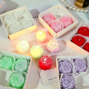 Juego de 4 Velas Aromáticas en Caja, Peonía y Rosa, Recuerdos de Boda, Regalo de Aniversario, Decoración, Velas Aromáticas de Cera de Soja con Forma de Flor - Product Image 5