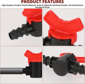 Vanne d'arrêt en plastique GREAT IRRIGATION 16 mm avec raccords cannelés pour <span class=keywords><strong>tuyau</strong></span> d'irrigation <span class=keywords><strong>goutte</strong></span> <span class=keywords><strong>à</strong></span> <span class=keywords><strong>goutte</strong></span> en PE - Product Image 1
