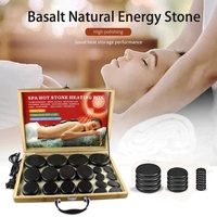 Ensemble de massage corporel en basalte sans eau, 20 pièces, pierres de spa noires