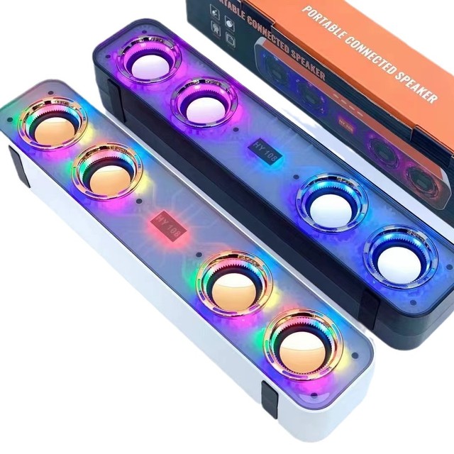 High Quality Bluetooth Wireless Speaker with Subwoofer Long Strip Sound Blaster Colorful Desktop High Volume for Home Use