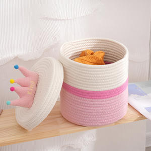 Cesta de Almacenamiento Pequeña de Cuerda de Algodón, Tapa Ecológica, Plegable, Moderna, para Uso Diario, Bono de Almacenamiento para Bebé - Product Image 3