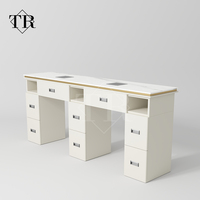 Table de travail professionnelle pour technicien en ongles Turri, avec plateau en marbre moderne, poste de travail pour boutique de manucure, chaise de manucuriste, salon de manucure