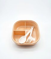 Boîte à bento mignonne en forme d'ours à 3 compartiments avec cuillère et fourchette assorties, récipient à lunch anti-fuite pour enfants et adultes