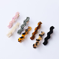 Pinces à cheveux ondulées en acétate de 6 cm, style coréen, faites à la main, pour femmes, imprimé écaille de tortue et léopard, accessoires de fête pour franges et cheveux latéraux, en carton